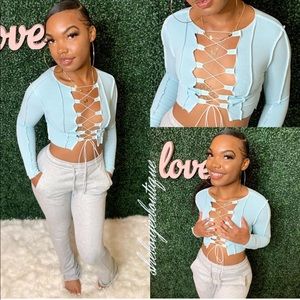 Lace Up Crop Top 🤍